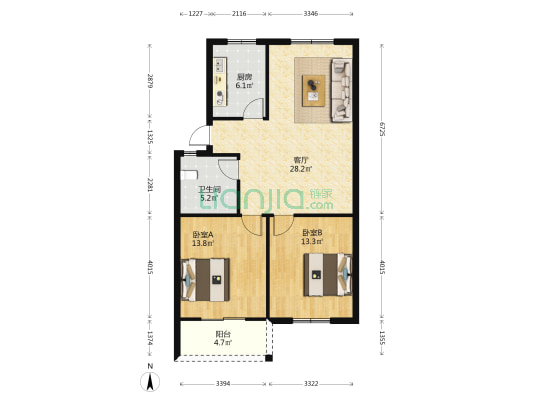 娄宫小区 2室1厅1卫 84平方