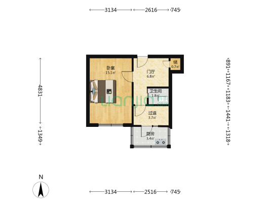 偏坡楼 1室0厅1卫 38平方