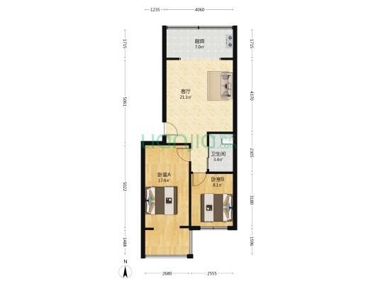 百顺园 2室1厅1卫 74平方