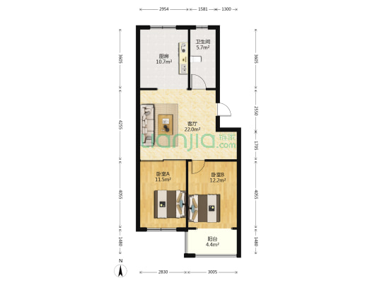 景慧佳园 2室1厅1卫 89平方