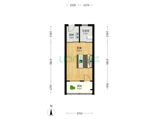 尚锦花园南区 1室0厅1卫 38平方