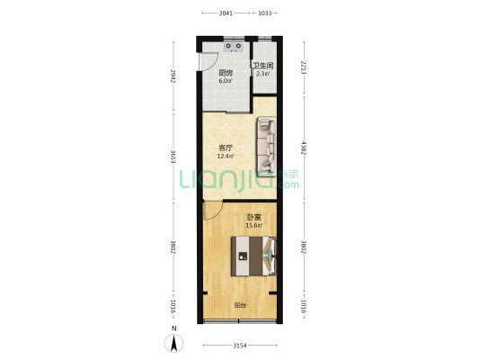 安临小区 1室1厅1卫 46平方