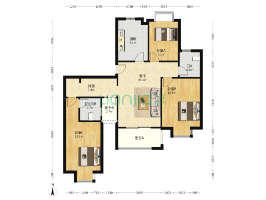 黎里人家 3室1厅2卫 148平方