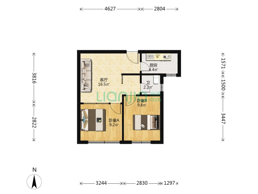 阜城花园 2室1厅1卫 64平方