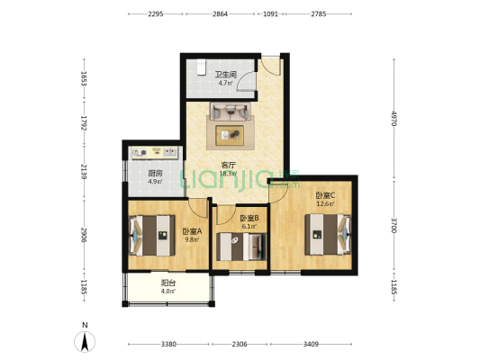 三衙前 3室1厅1卫 76平方