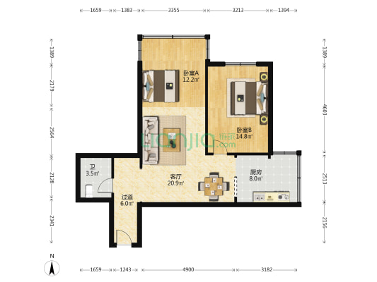 兰州包装印刷物资公司 2室1厅1卫 84平方