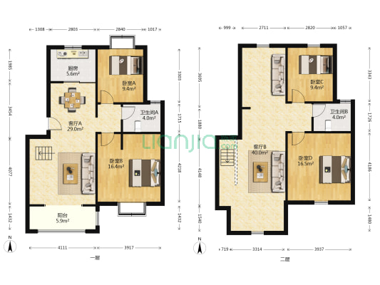 淀山湖花园C区（乐苑） 4室2厅2卫 144平方