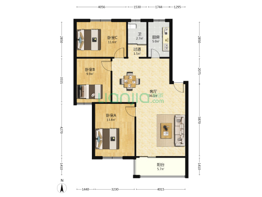 万里社区二期 3室1厅1卫 101平方