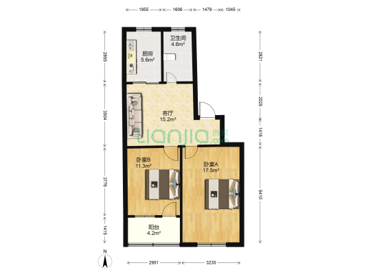 食品巷小区 2室1厅1卫 83平方
