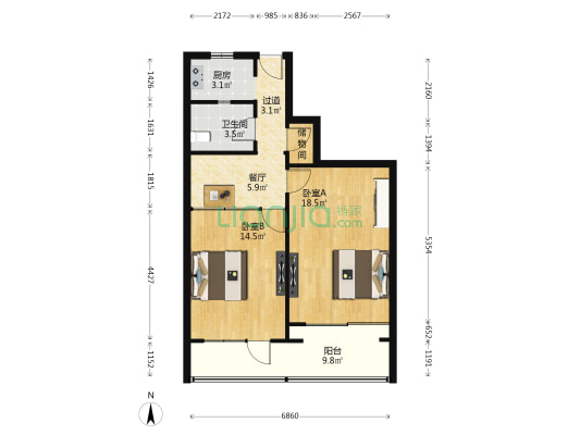 昌平大楼 2室1厅1卫 80平方
