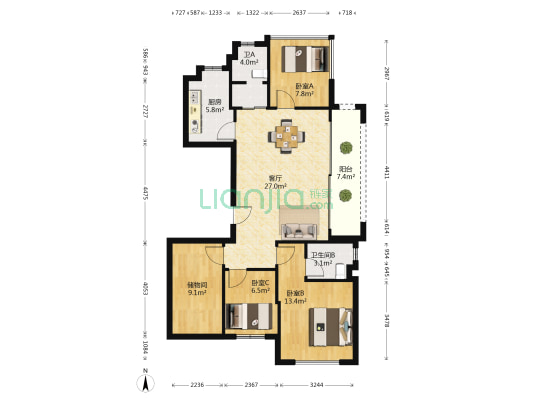 雍泽府 3室1厅2卫 109平方
