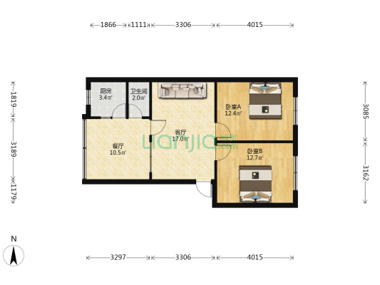 新南街104号 2室2厅1卫 75平方