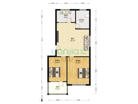 昌国西路64号院 2室1厅1卫 93平方