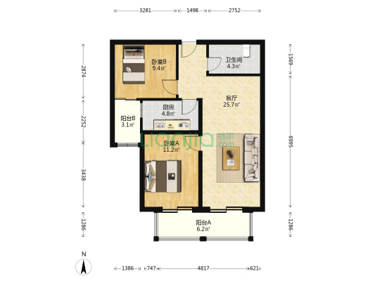安外西河沿路2号院 2室1厅1卫 92平方