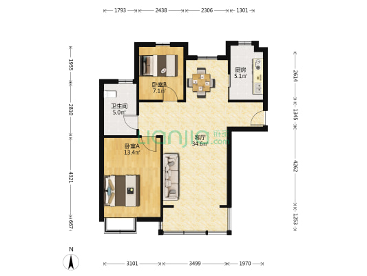 姜家三期 2室1厅1卫 99平方