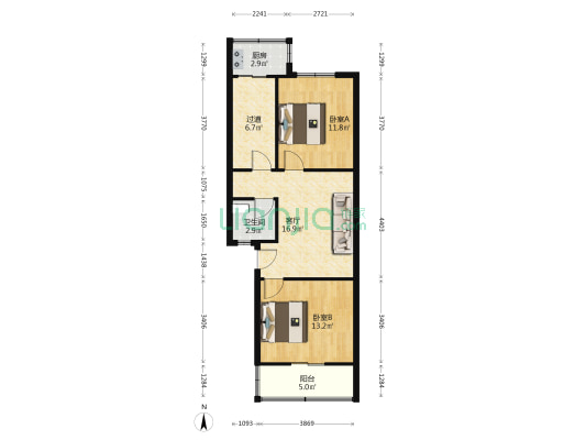 东兴小区 2室1厅1卫 73平方