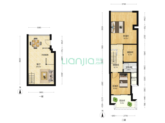 骋望领尚颂 2室1厅1卫 62平方