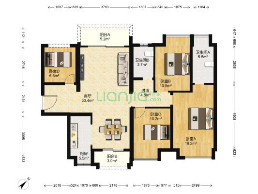 依云公馆 4室1厅2卫 127平方