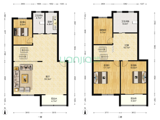 西塘河小区 3室1厅2卫 188平方