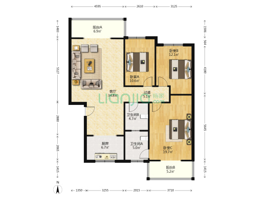 东篱居(龙泉驿) 3室1厅2卫 132平方