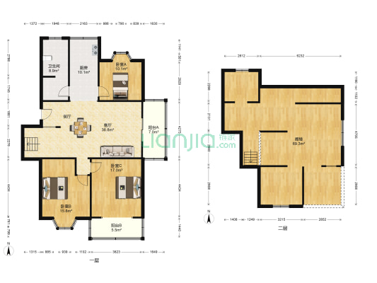 金田花园 3室1厅1卫 124平方
