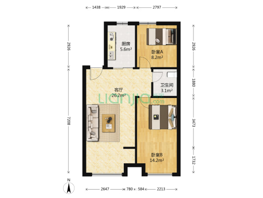 黄金怡海苑三期 2室1厅1卫 75平方