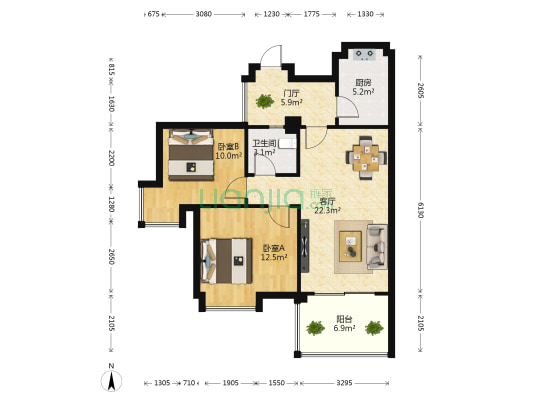 蜀都新邨 2室1厅1卫 74平方