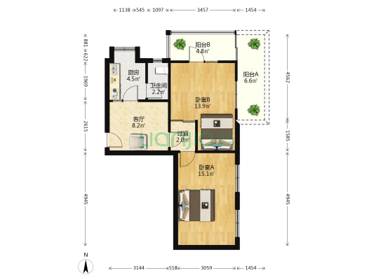 武昌急救站宿舍 2室1厅1卫 62平方