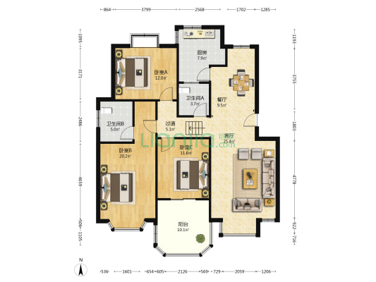 嘉禾苑 3室2厅2卫 131平方