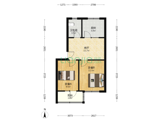 琅琊山路45号 2室1厅1卫 58平方