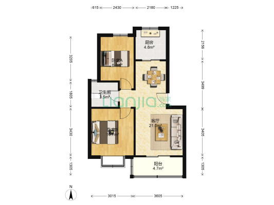 滨湖景苑 2室1厅1卫 72平方