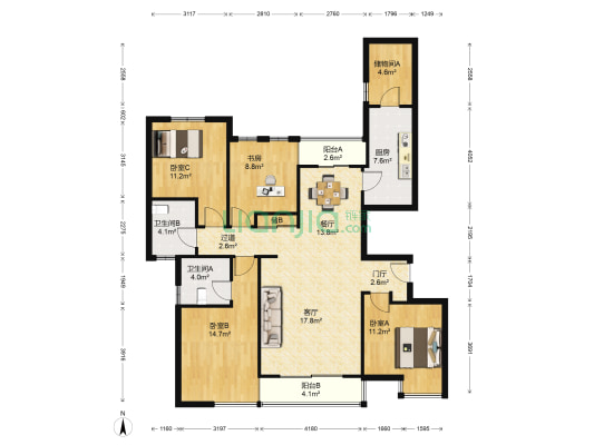 加城花园 4室2厅2卫 153平方
