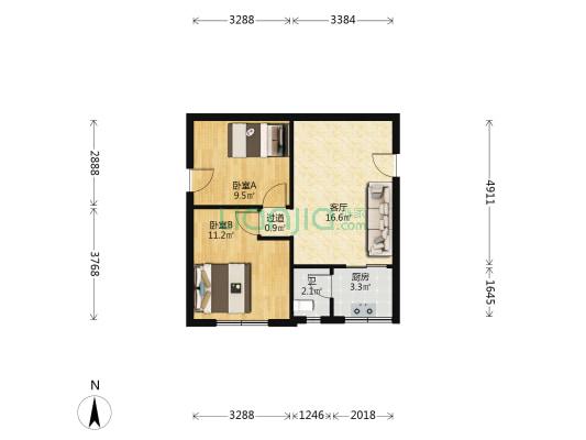 凌云巷 2室1厅1卫 60平方