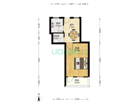 永胜新村 1室1厅1卫 41平方