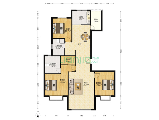 华润半山悦景二期 3室1厅2卫 163平方