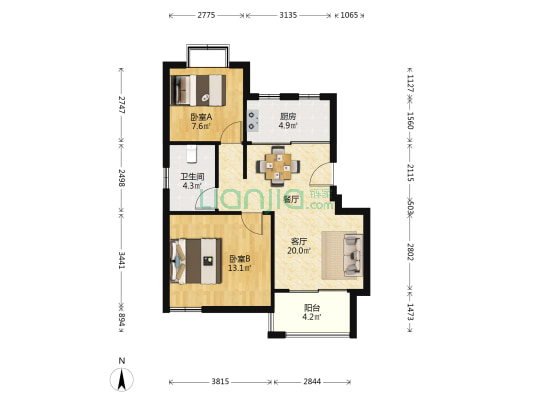 华亭新家百合苑 2室1厅1卫 71平方