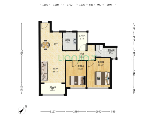 华发琴澳新城四季半岛三期 2室1厅1卫 75平方