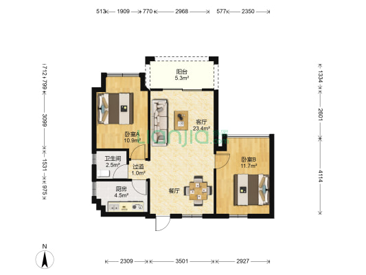 置地·御海公馆 2室1厅1卫 78平方
