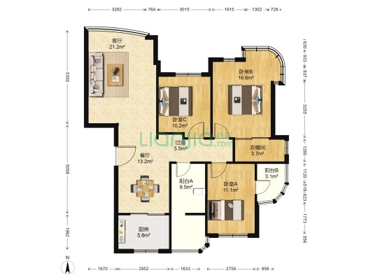 四季桂花园丹桂苑 3室2厅0卫 125平方