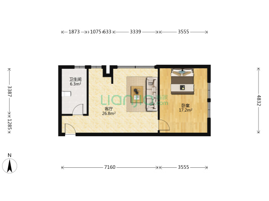 华荣泰•时代COSMO 1室1厅1卫 69平方