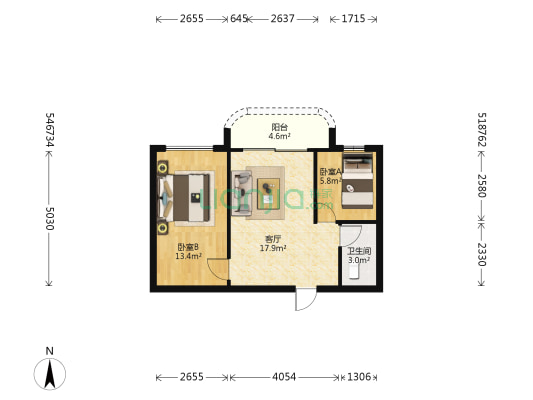 百金城小区 2室1厅1卫 109平方