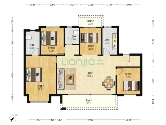 金成光华壹品 4室1厅2卫 131平方