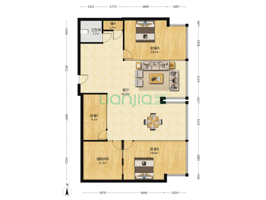 奉天商务公馆 3室1厅1卫 162平方