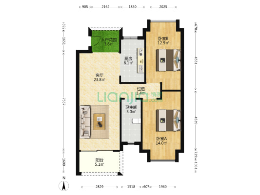 江峰翠苑 2室1厅1卫 93平方