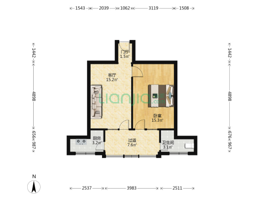 农林大院 1室1厅1卫 52平方