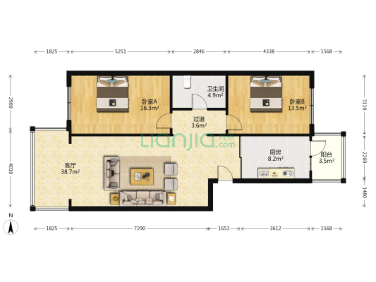 丁香名苑 2室1厅1卫 113平方