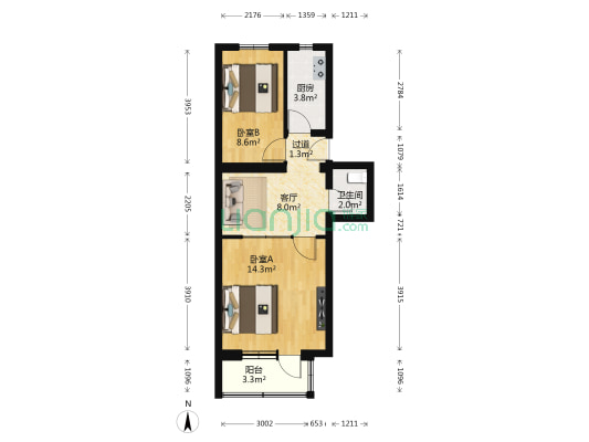 潘家坡胡同4号院 2室1厅1卫 50平方