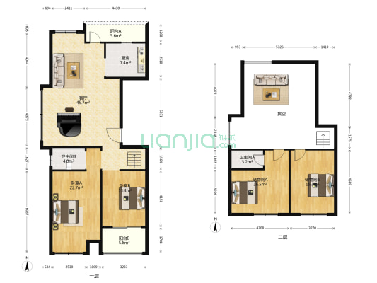 聚峰世家 2室1厅2卫 198平方