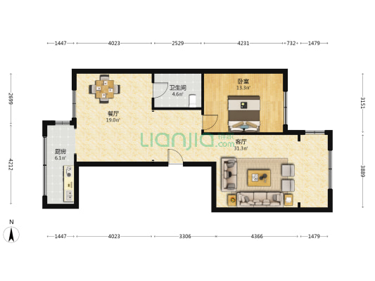 长禹·星港湾南区 1室2厅1卫 104平方