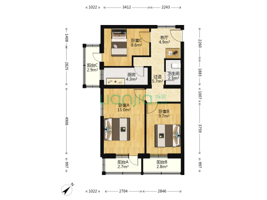 沙子口路72号 3室1厅1卫 79平方